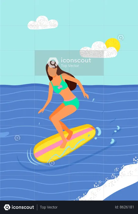 Girl doing surfing  Illustration