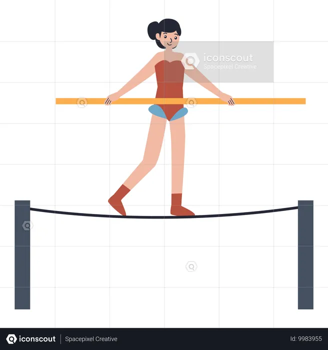 Girl doing Tightrope Walker  Illustration