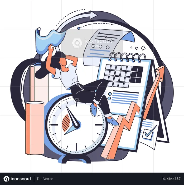 Girl doing time management  Illustration