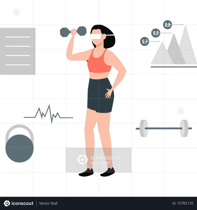 Girl doing virtual exercise  Illustration