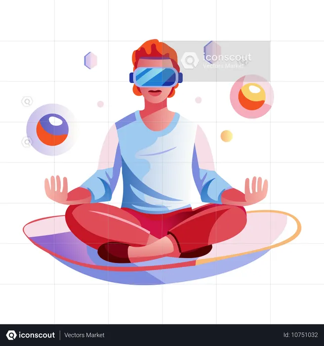 Girl doing virtual meditation  Illustration