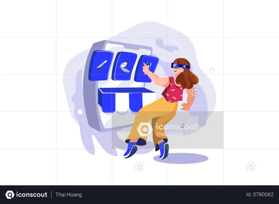 Girl doing Virtual shopping  Illustration