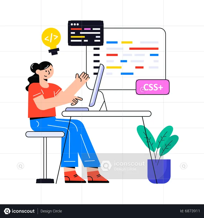 Girl doing Web Coding  Illustration