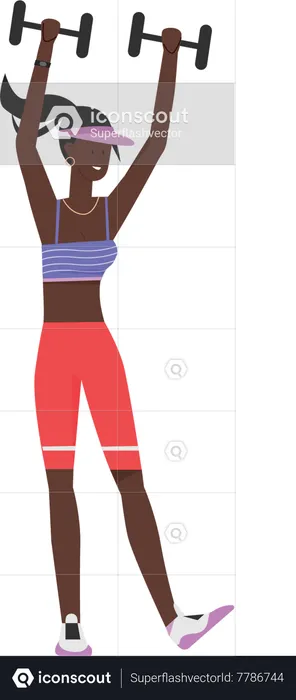 Girl doing weight lifting exercise  Illustration