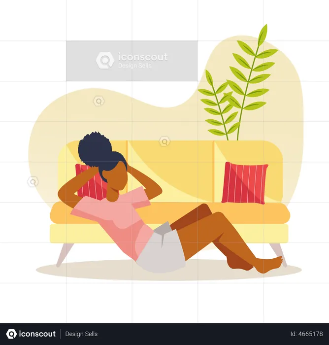 Girl Doing Workout at Home  Illustration