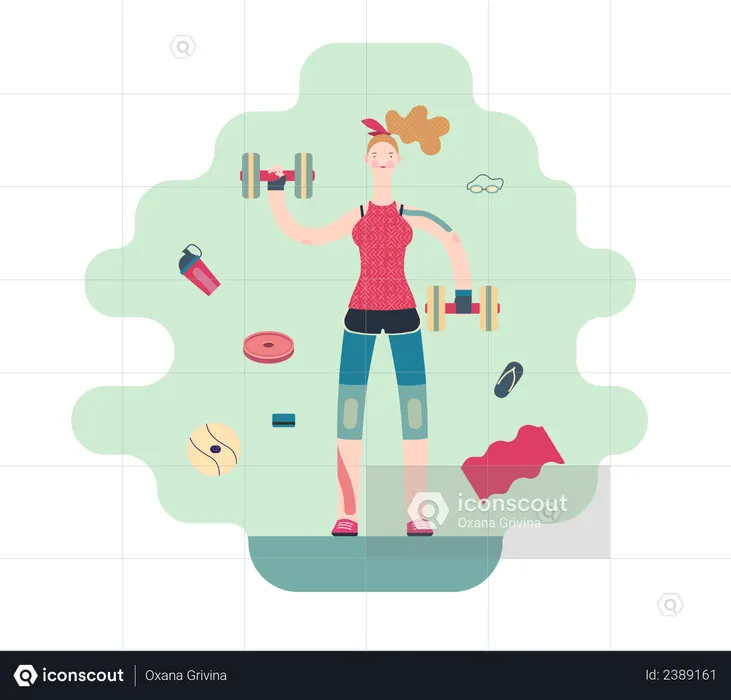 Girl Doing Workout  Illustration