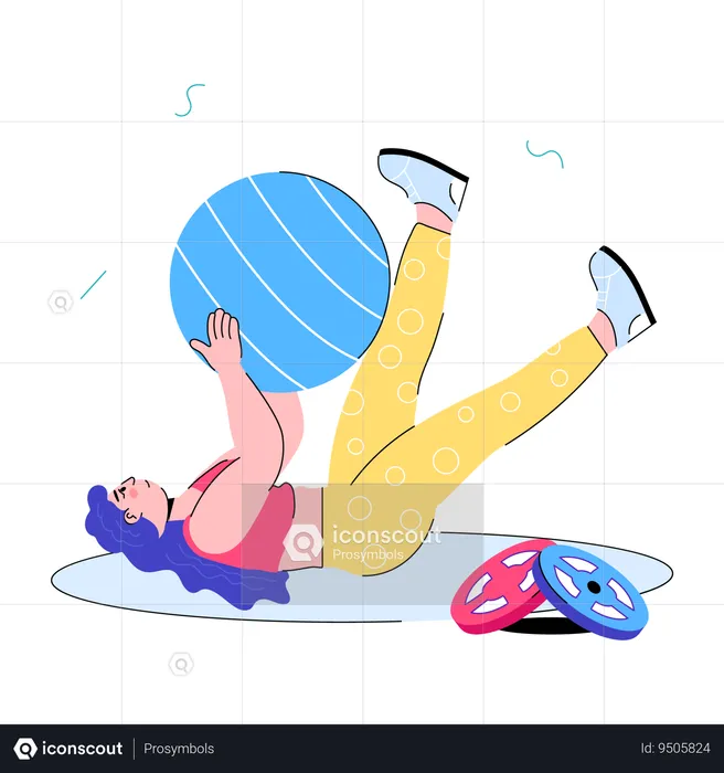 Girl doing workout with Fitness Ball  Illustration