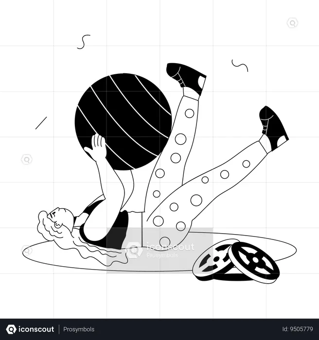 Girl doing workout with Fitness Ball  Illustration