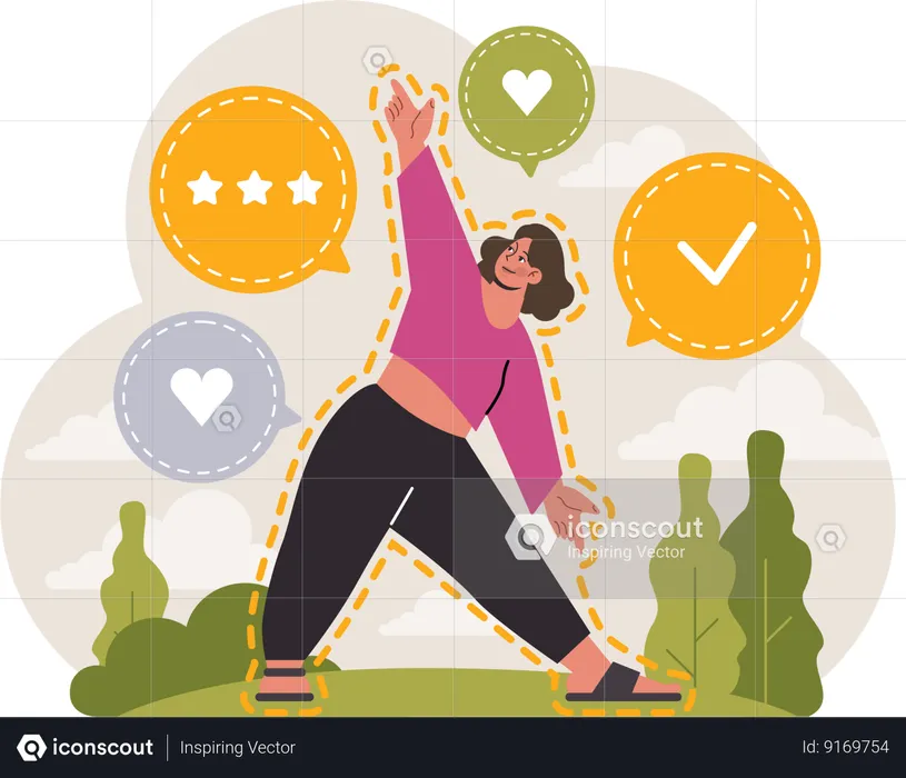Girl doing workout with self-love and care  Illustration