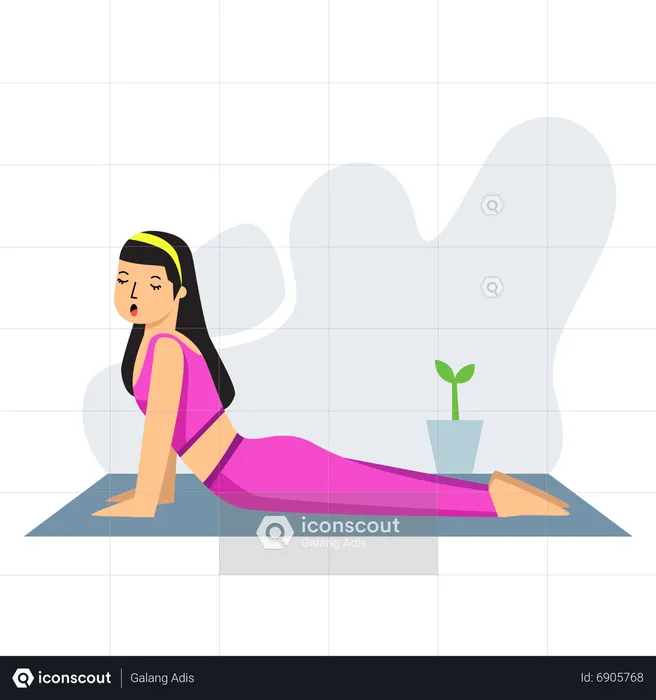 Girl Doing Yoga Cobra  Illustration