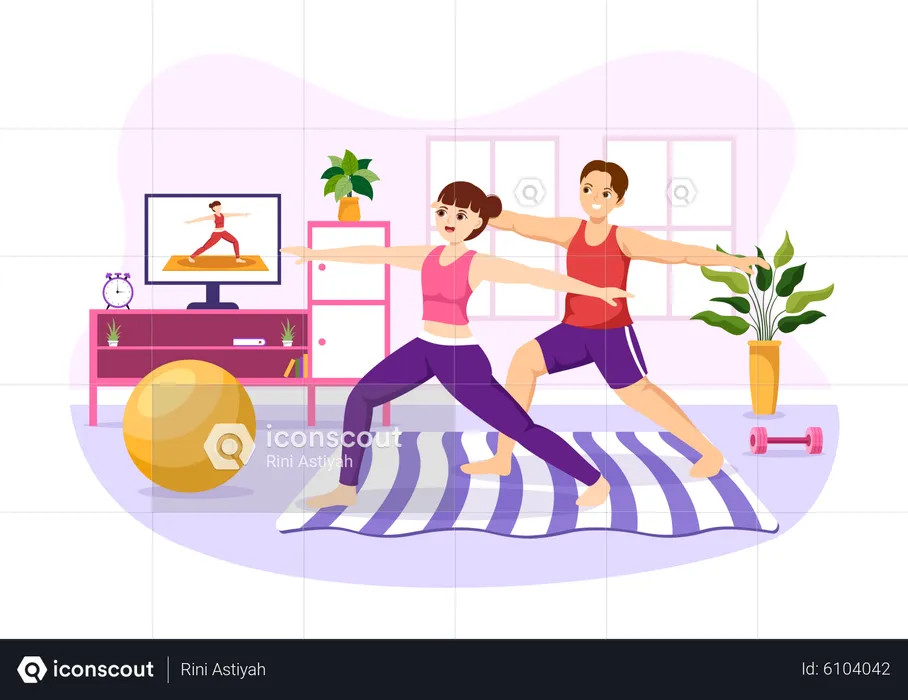 Girl doing yoga exercise  Illustration