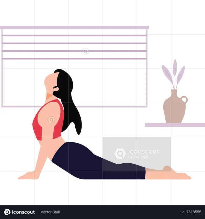 Girl doing Yoga exercising  Illustration