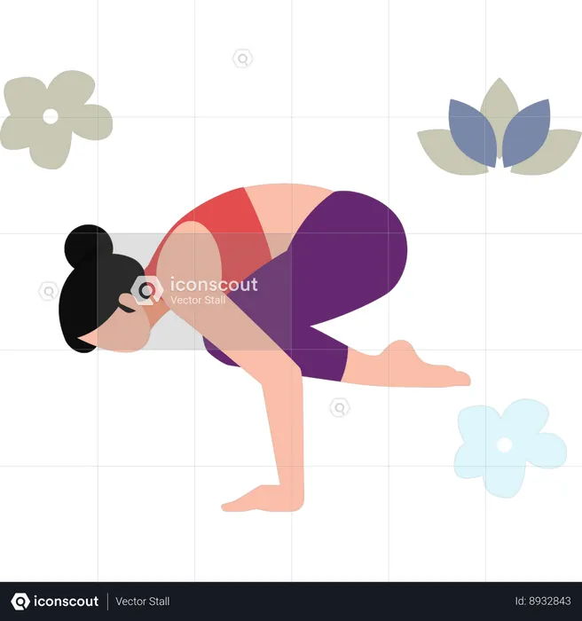 Girl Doing Yoga Exercising For Fitness  Illustration