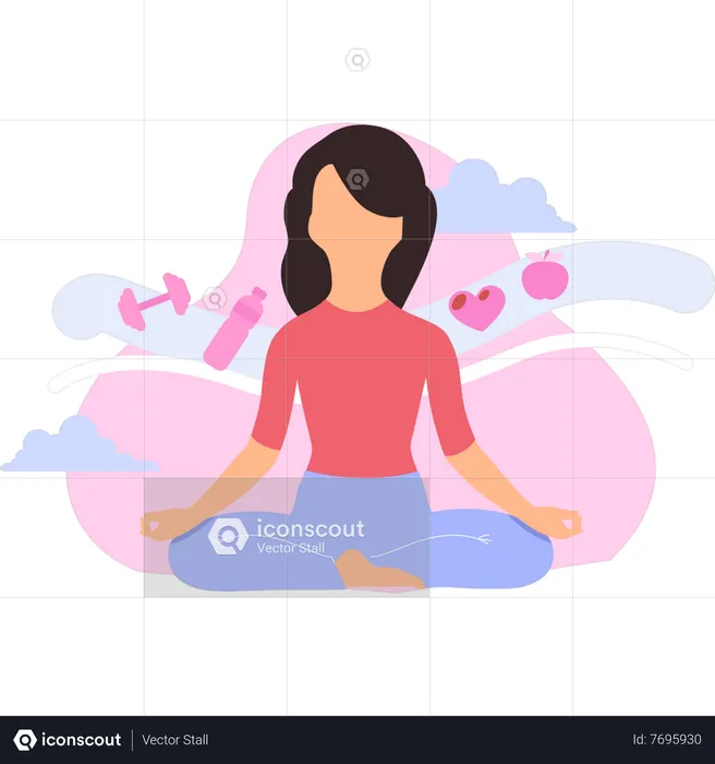 Girl doing yoga for fitness  Illustration