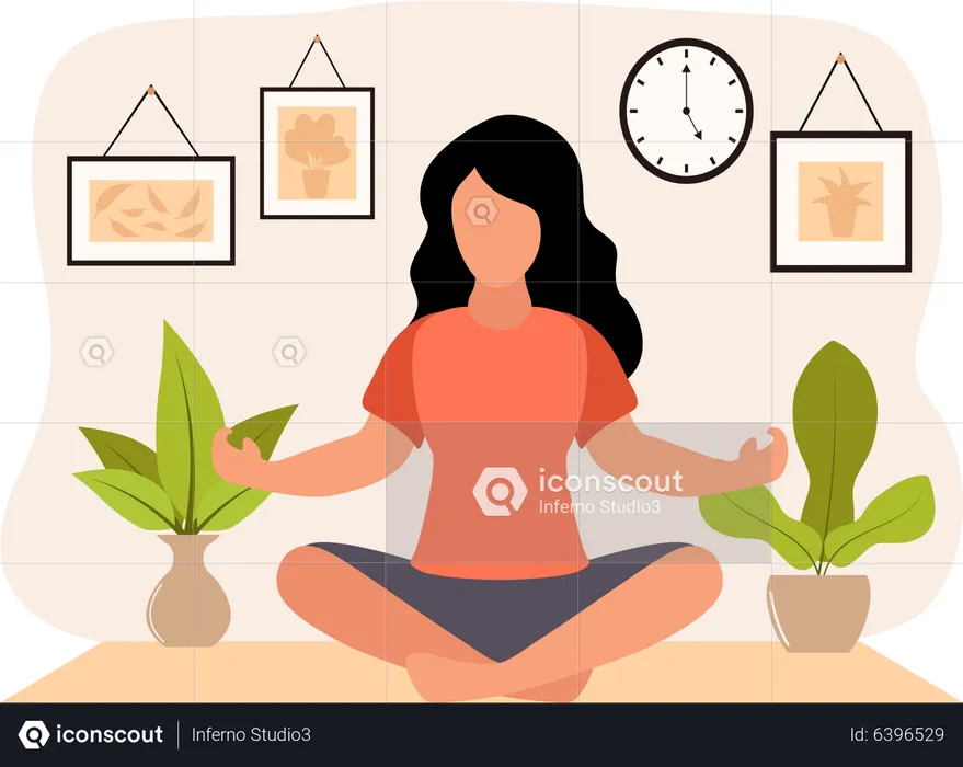 Girl Doing Yoga  Illustration