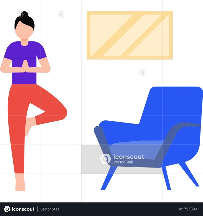 Girl doing yoga on one leg  Illustration