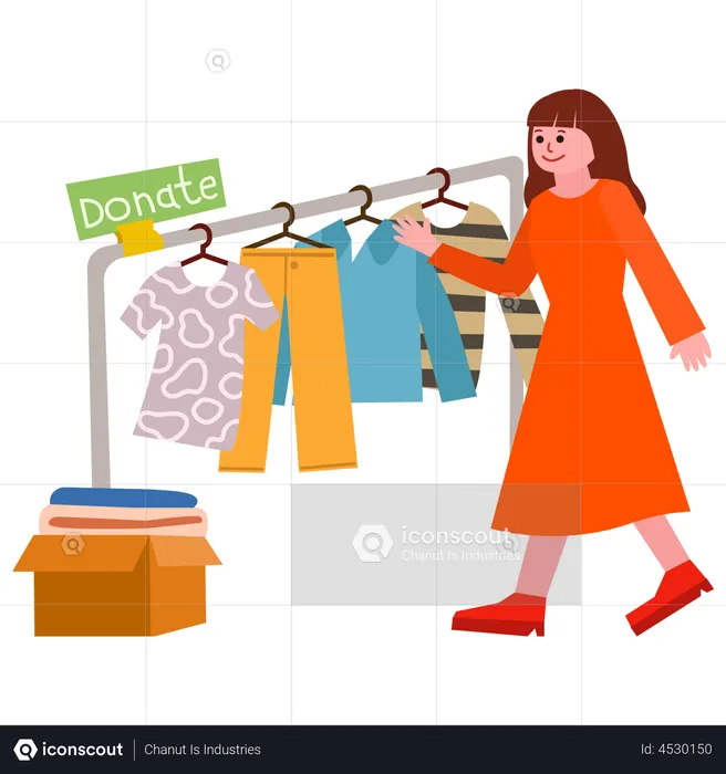 Girl donating clothes  Illustration