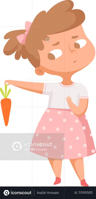 Girl dont like carrot  Illustration