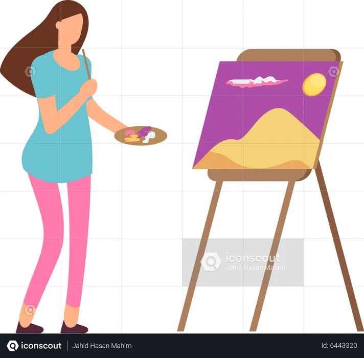 Girl Draw Painting  Illustration