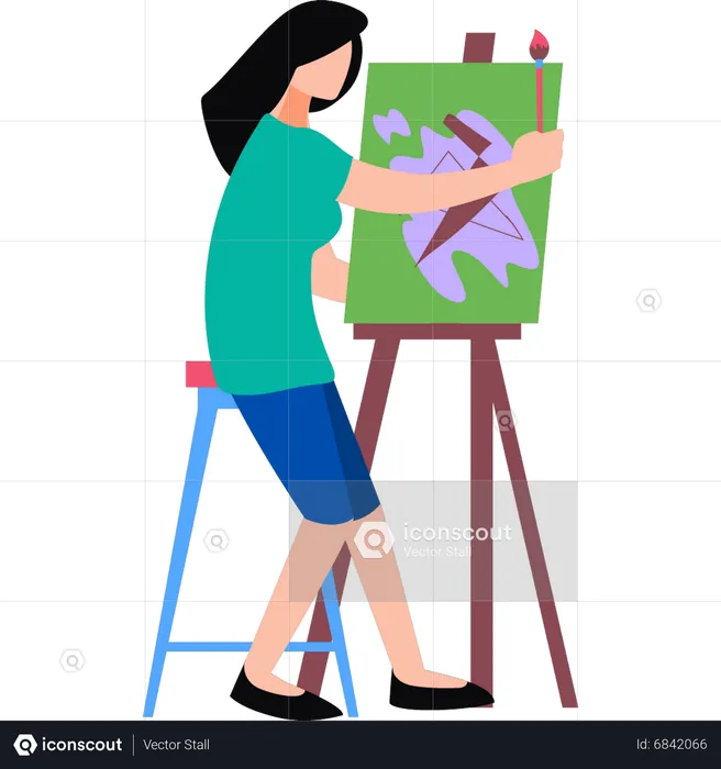Girl drawing art on board  Illustration