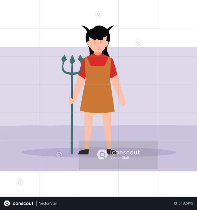 Girl dressed as devil for Halloween  Illustration
