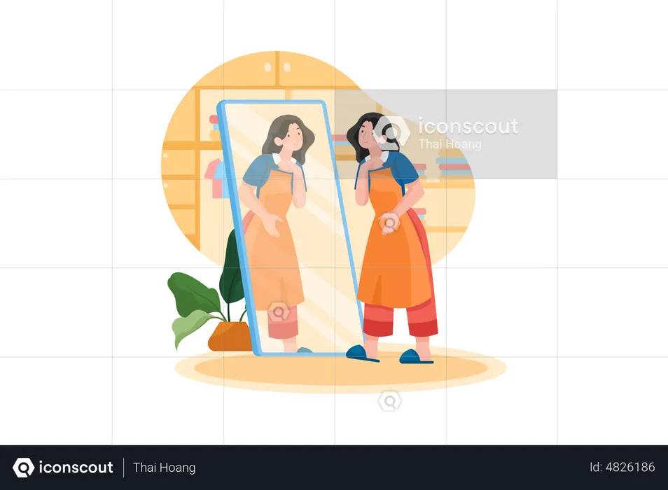 Girl Dressing Up For Work  Illustration