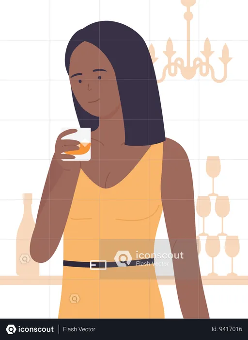 Girl drinking alcohol  Illustration