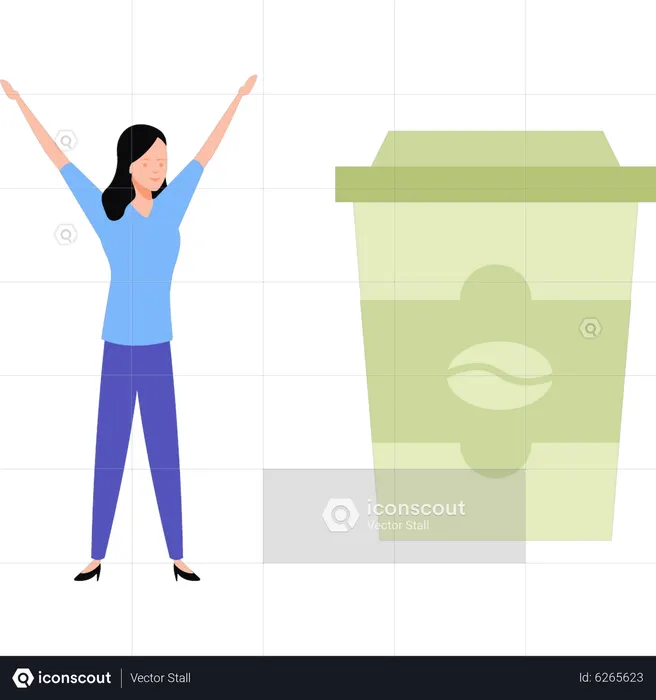 Girl drinking coffee  Illustration