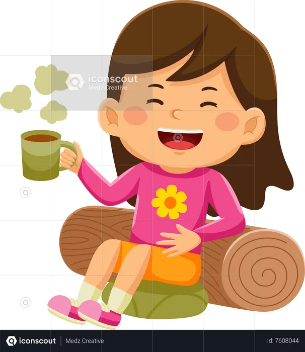 Girl Drinking Coffee  Illustration