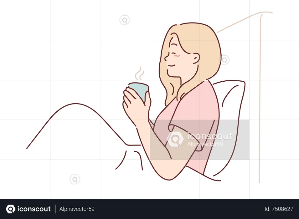 Girl drinking coffee  Illustration