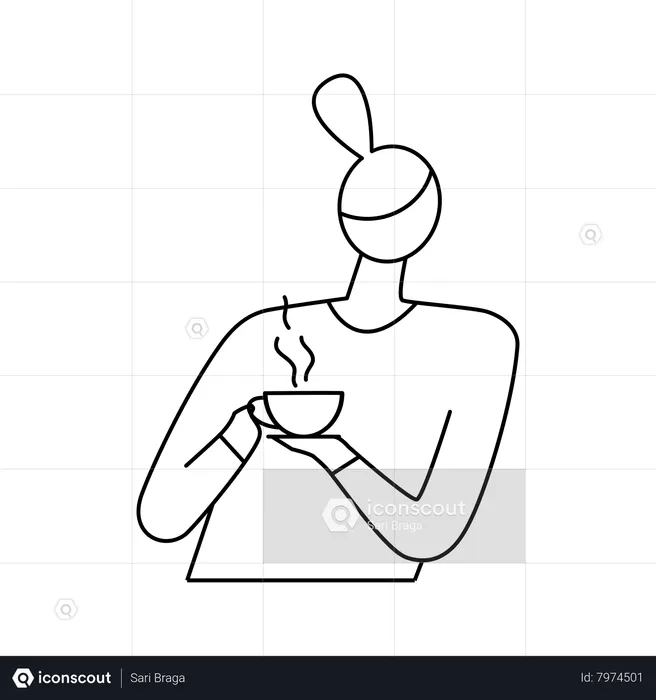 Girl drinking cup of tea  Illustration