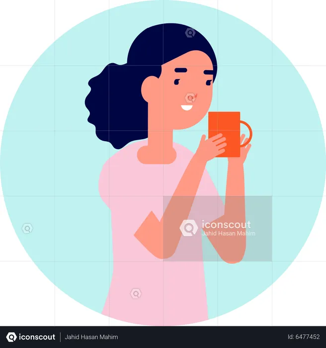 Girl drinking hot beverage  Illustration