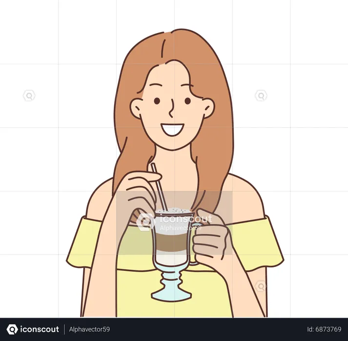 Girl drinking juice  Illustration