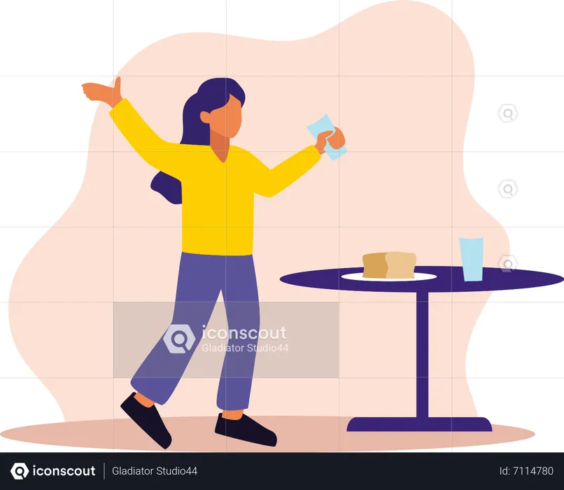Girl drinking water  Illustration