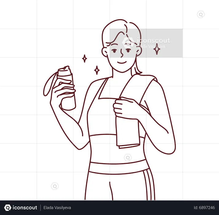 Girl drinking water after workout  Illustration