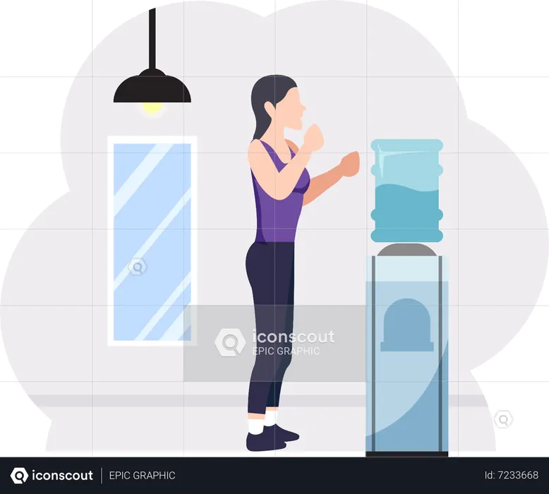 Girl drinking water after workout  Illustration