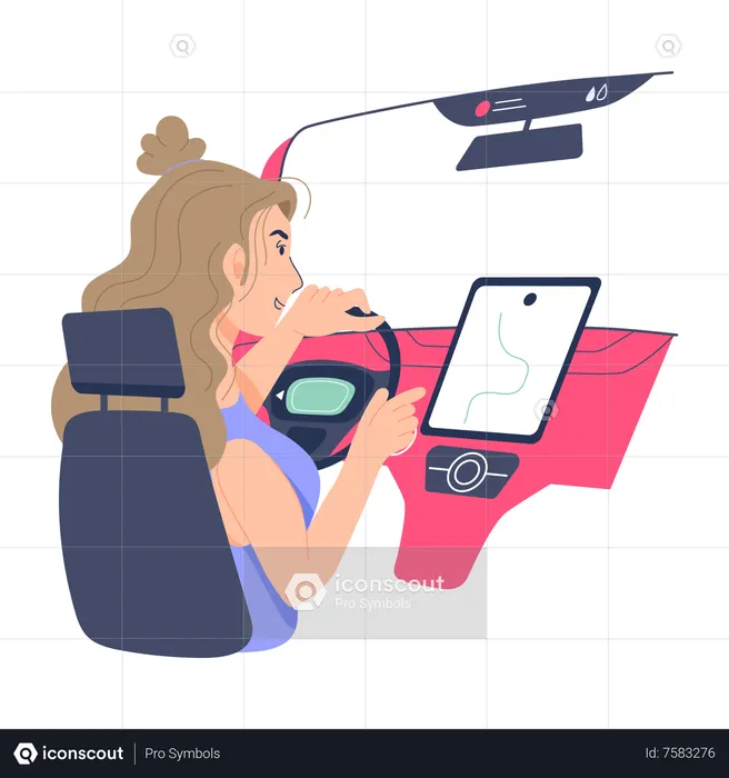 Girl Driving a car  Illustration