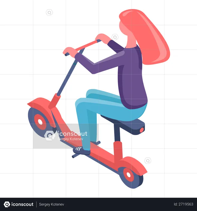 Girl driving electric bike  Illustration