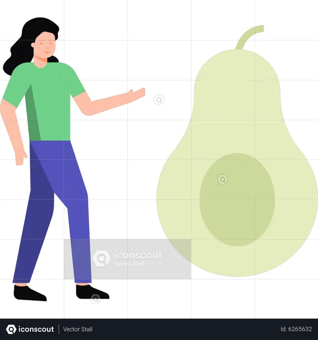 Girl eating avocado  Illustration