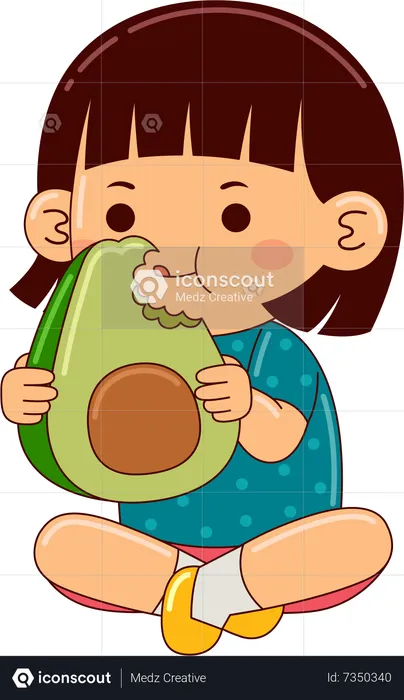 Girl Eating Avocado  Illustration