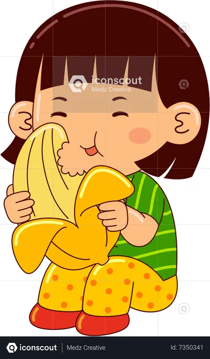 girl eating banana clipart