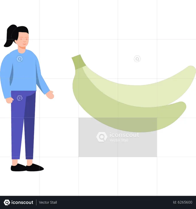 Girl eating bananas  Illustration