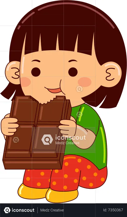 Girl Eating Chocolate  Illustration