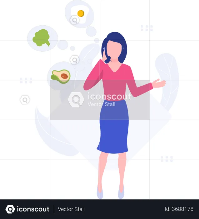 Girl eating diet food  Illustration