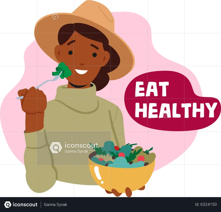 Girl eating healthy  Illustration