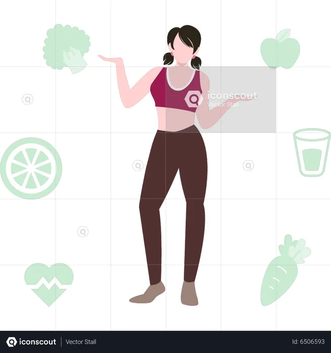 Girl eating healthy food  Illustration