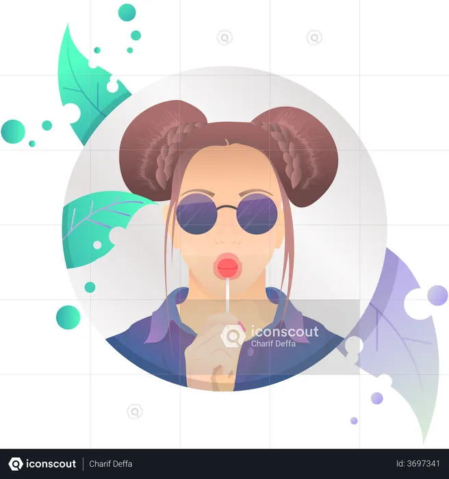 Girl eating lollipop  Illustration