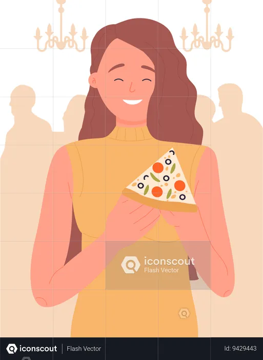 Girl eating pizza  Illustration