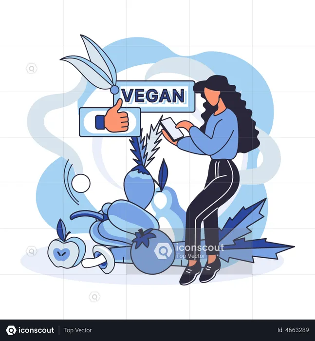 Girl eating vegan food  Illustration