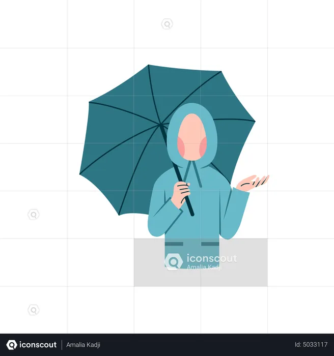 Girl enjoy rain during monsoon  Illustration